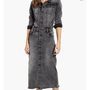 Black dark Wash Lab Denim Jean Midi Dress size Large